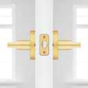 Kwikset Halifax Interior Passage Door Handle, Lever for Closet and Hallway Doors, Reversible Non-Locking Handle Lever, Satin Brass, with Microban Protection