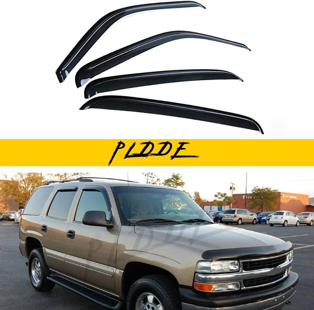 Rain Guards Compatible with 2000-2006 Tahoe GMC Yukon 2002-2006 Escalade Base Smoke Side Window Visor Wind Deflector Vent Visors Car Accessories Tape-On 4pcs