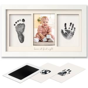 Inkless Hand and Footprint Kit, Boy, Girl, Newborn Keepsake - No Mess Ink Pad for Baby Handprint, Clean Touch Paw Print Kit for Dog Picture Frame,Personalized Baby Christmas Shower Gifts(Alpine White)
