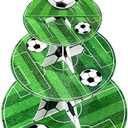 Cupcake Topper Soccer Ball - 3 Tier Football Stand, Soccer Field Decor for Teen Sports Birthday Party Supplies