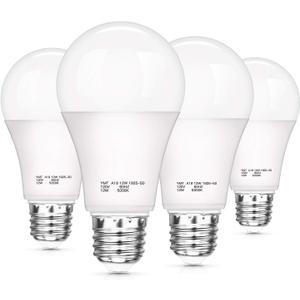 SHINE HAI Dusk to Dawn Light Sensor Bulbs, A19 12W(100 Watt Equivalent) LED Light Bulbs, 1200 LM, E26 Base, Daylight White 5000K Outdoor Bulbs for Porch, 4-Pack