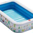 QPAU Kiddie Pool 65" x 39" Inflatable Pool for Kids & Toddlers, Ball Pit & Baby Pool with Soft Floor, Educational Alphabet & Number, Durable Outdoor Play Toys for Backyard & Indoor Fun (Blue)