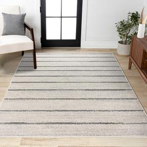 JONATHAN Y Williamsburg Minimalist Stripe Cream/Gray Indoor Area Rug, 8x10, Contemporary, Modern, Easy-Cleaning for Living Room, Bedroom, Kitchen, Pet Friendly, Non-Shedding (MOH201A-8) (7'9" x 10' (Rectangular))