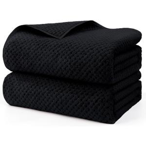 HOMEXCEL Bath Sheets Towels Set Pack of 2 (35 x 70 Inches), Ultra Soft Bath Towels for Bathroom, Lightweight and Quick Drying Towel for Body, Yoga, SPA, Fitness, Black