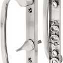 Prime-Line C 1282 Mortise Style Sliding Patio Door Handle Set - Replace Old or Damaged Door Handles Quickly and Easily  Satin Nickel, Non-Keyed, Fits 3-15/16 Hole Spacing (1 Set)