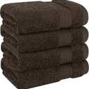 Cotton Paradise 100% Cotton Turkish Towel Set, Soft Absorbent Quick Dry, 4 Piece Washcloth Set, Chocolate Brown