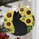 2 x Sunflower Black Cat Ornament, Christmas Ornaments, Christmas Tree Decorations, Holiday Decor, Cat Lover Gifts, Pet Gifts, Xmas Gift & Holiday Presents for Friends or Family