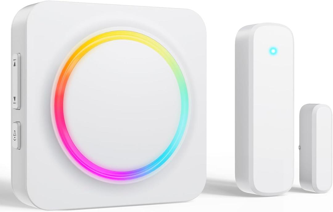 Door Chime, BITIWEND Wireless Door Open Contact Sensor Alarm with 600 FT Range, 32 Chimes and 5 Volume Levels for Business/Store/Home/Office When Entering, 1 Transmitter + 1 Plug-in Receiver (White)