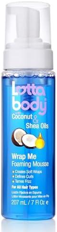 Lottabody Coconut Oil and Shea Wrap Me Foaming Curl Mousse , Creates Soft Wraps, Hair Mousse for Curly Hair, Defines Curls, Anti Frizz, 7 Fl Oz