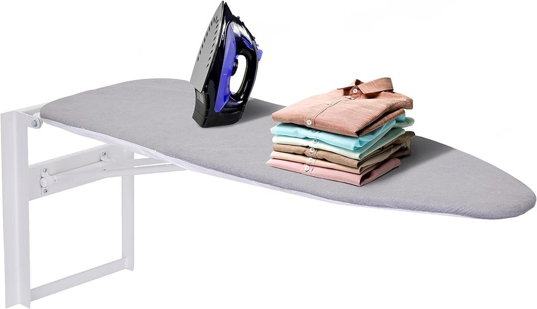 Ivation Wall-Mounted Ironing Board | Foldable 36.2 x 12.2, Fold Down Ironing Station for Home, Apartment & Dorms, Easy-Release Lever, Removable Cotton Cover, Mounting Hardware Included