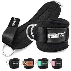 Frelaxy Ankle Straps for Cable Machine – Comfortable & Durable Leg Straps for Kickbacks, Glute Workouts, and Lower Body Exercises – Perforated Neoprene Padding & Tapered Fit (Pair, Black)