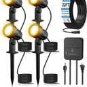 ZZXX All-in-One Low Voltage Landscape Lighting Kit, 4-Pack LED Landscape Lights with Transformer 32FT Wire and Connectors, 2700K Waterproof Landscape Spot Lights for Garden Yard House Tree
