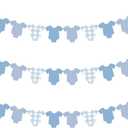 Blue Bodysuit Decoration Banner, Blue Gingham Party Decorations, Baby Shower Party Supplies Birthday Banner Decor for Boys Girls Baby Shower Decorations