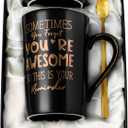 Anniversary Birthday Thank You Gifts for Men, Sometimes You Forget You're Awesome - 14oz Unique Black Ceramic Inspirational Mug with Gold Print, Funny Presents for Boyfriend Husband Him, Nicely Boxed