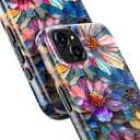for iPhone 13 Mini Case, Wireless Charging Compatible,Dual-Layer Protection with Chic Wildflower Design, Soft Silicone + Hard Shell, Cute Phone Cover for Women - Vibrant Defined Blossoms