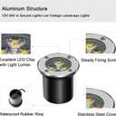 4 Pack Low Voltage LED Landscape Lights - 3W 12V/24V IP67 Waterproof In-Ground Well Lights with Convex Lens for Driveway, Garden, Pathway, Deck (Warm White 3000K) + 8 Wire Connectors Included