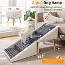 Dog Stairs for Small Medium Large Dogs, Cats, Puppies, Seniors & Injured Pets, 17" H 4-Step Foldable 2-in-1 Solid Wood Pet Steps & Split Ottoman, Non-Slip Dog Ramp for Couch Sofa Low Bed, Holds 250LBS