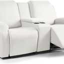 TAOCOCO Reclining Loveseat with Middle Console Slipcover, 4 Piece Polyester Fabric Stretch Loveseat Reclining Sofa Covers (Milk White, 2 Seat Recliner Cover with Console)