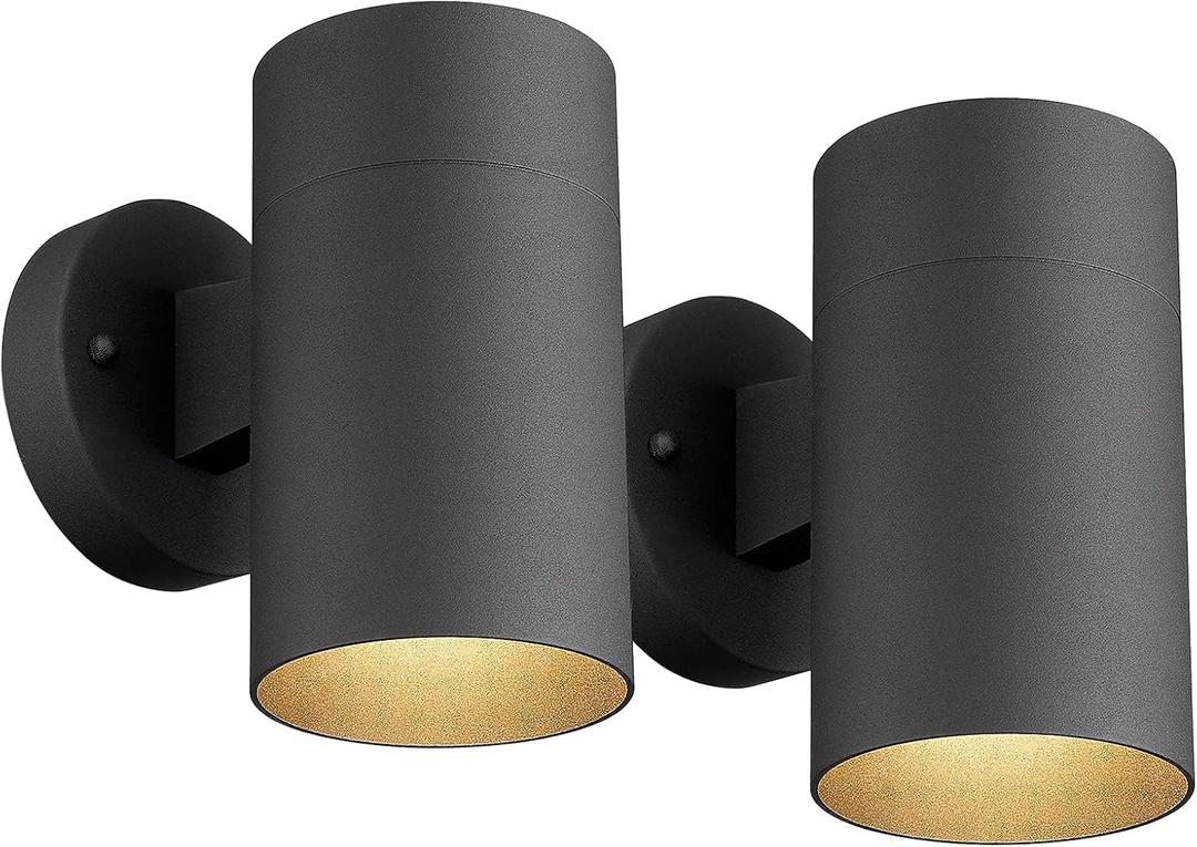 Ken & Ricky Outdoor Wall Sconce, Exterior Wall Light Fixtures, Cylinder Outside Lights for House Porch Garage Patio Doorway Entryway -2 Pack, 2 Pack | No Sensor