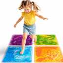 edusense Liquid Sensory Floor Tiles - Outdoor & Indoor Play Mats, Develop Motor Skills, Easy Store, Non-Slip Cushioned,Non-Toxic Dynamic Visual Effects, 4 Pack