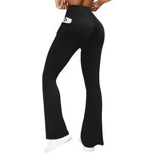 COPYLEAF Womens Scrunch Booty Lifting Leggings No Front Seam Flare Yoga Pants with Pockets Resistance Band Workout Leggings OEKO-TEX STANDARD 100