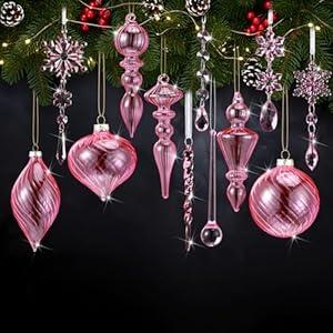 Jenaai 50 Pcs Crystal Glass Ornaments for Christmas Tree Vintage Hanging Acrylic Snowflake Drop Finial Christmas Ball Icicle Crystal Decorations for Xmas Winter Party Supplies(Clear)
