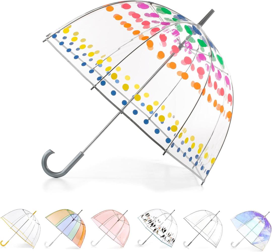 Totes Adult Windproof Bubble Umbrella with J Hook Handle and Enhanced Visibility