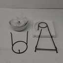YHOSSEUN 3 Tier Serving Stand with 3 Oval Porcelain Serving Bowl Set with Collapsible Thicker Sturdier Metal Rack (Black)