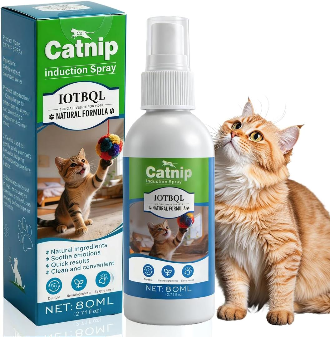 Premium Catnip Spray for Cats  100% Natural Ingredients, Boosts Energy,Relieves Stress  Renews Toys, Reduces Scratching, Easy-to-Use & Mess-Free 2.71 Fl OZ (Blue-Green, M)