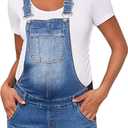 Bhome Maternity Overall Shorts Summer Maternity Denim Short Jeans Bib Overall Adjustable Buckle Straps (Small, Blue)