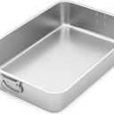 23.5''x15.5''x4''roasting Pan Stainless Steel Turkey Roasting Pan Extra Large Thickened Baking Tray with Handle for Christmas Thanksgiving Oven Turkey Roasts Multilayer Lasagna Baked Goods