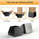 16 Pcs Square Chair Leg Protectors, Caps for Wood & Hardwood Floors, Black