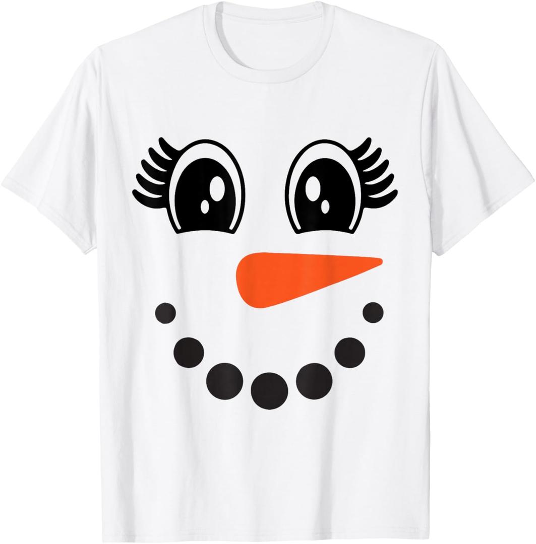 Snowman Girl Face For Girls Christmas Winter T-Shirt, S