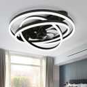 24" Ceiling Fans with Lights, Flush Mount Ceiling Fan with Lights 6-Speed Remote Control, Modern Ceiling Fan with Light Low Profile for Bedroom, Living Room, Kids Room Black