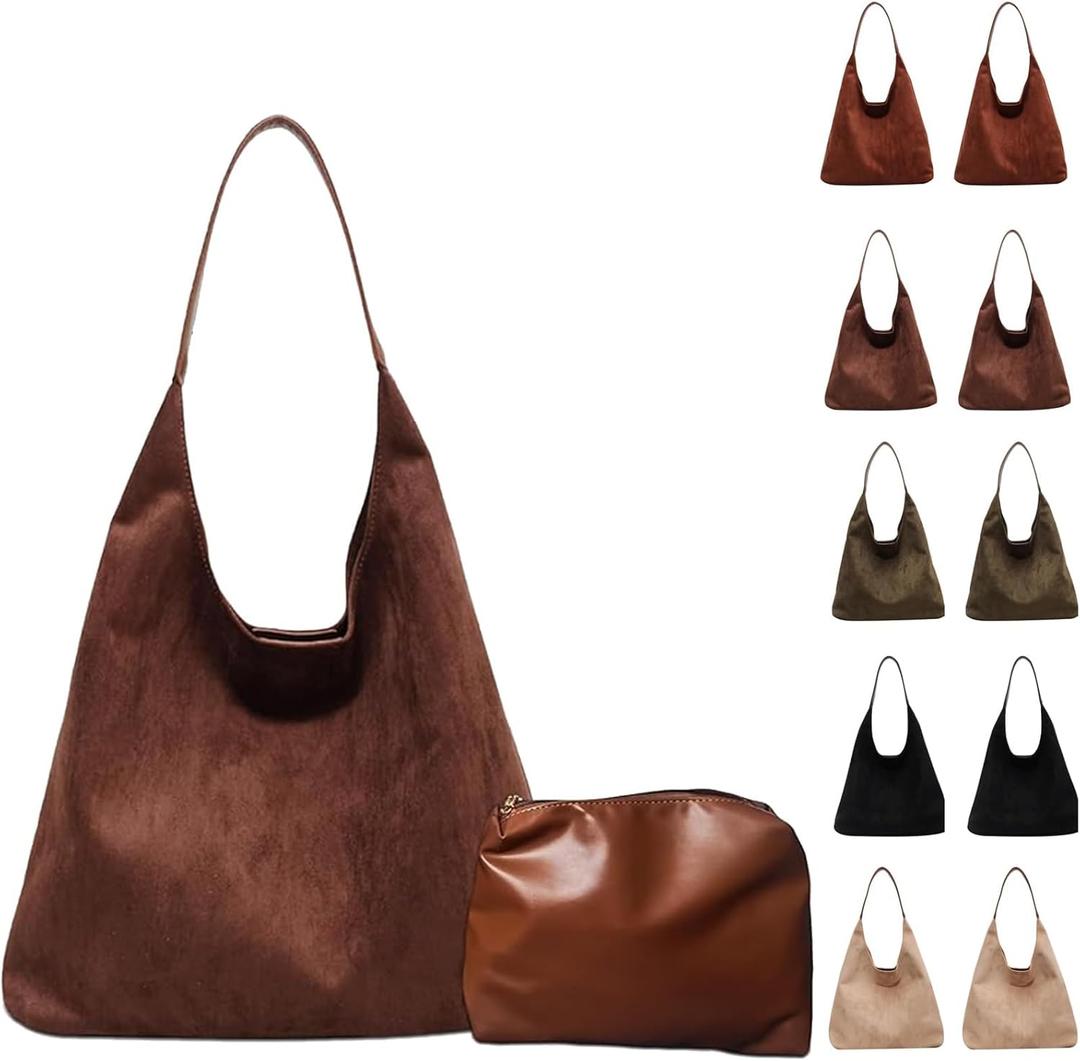 Brown Suede Bag for Women, Brown Suede Tote Bag Purse, Suede bags for Women, Shoulder Bags (Coffee)