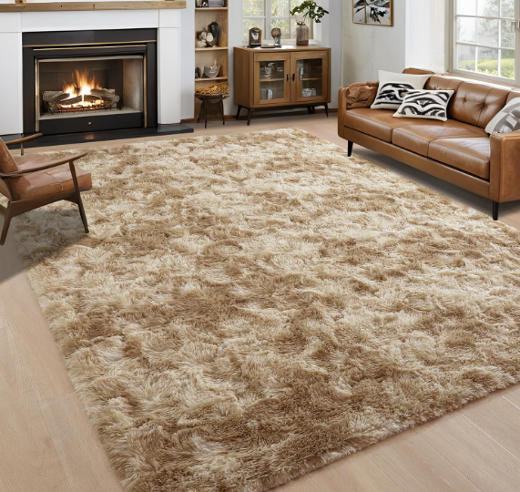 Noahas Fluffy Black 4x6 Area Rugs for Bedroom Living Room,Thick Shag Throw Floor Carpet,Soft Shaggy Bedside Non-Slip Plush Dorm Nursery Kids Rug