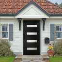 Casaphoria 36" x 80" Fiberglass Front Door with 4-9/16" Vinyl Frame,Left Hand Inswing Exterior Door with Brickmould,Contemporary Wooden Grain Knock-Down Entry Door for Home Entrance, Balck