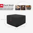 Porch Shield Fire Pit Cover - Waterproof 600D Heavy Duty Fade Resistant Square Patio Fire Pit Table Cover Black - 36 x 36 inch