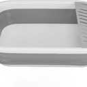 Senior Cat Litter Box, Toilet Training for Cats Low Entrance Travel Litter Box with Falling Sand Pedal Semi Enclose Foldable Kitten Toilet Pan for Kittens Pets (Grey)