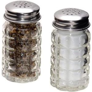 Retro Style Salt and Pepper Shakers with Stainless Tops (2)