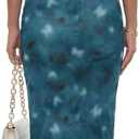 Rooscier Women's Strapless Long Dress Mesh Bodycon Summer Wedding Guest Dresses (Blue, L)