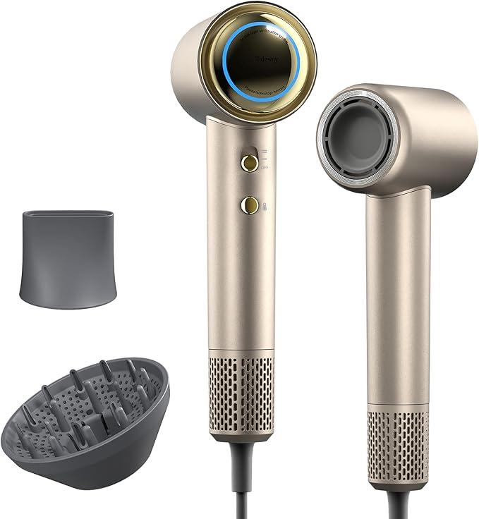 Tideway Hair Dryer Professional High-Speed Ionic Blow Dryer 110,000 RPM, Compact Hair Dryer with Magnetic Diffuser, Fast Drying with Brushless Motor Low Noise Smart Temperature Control-H11