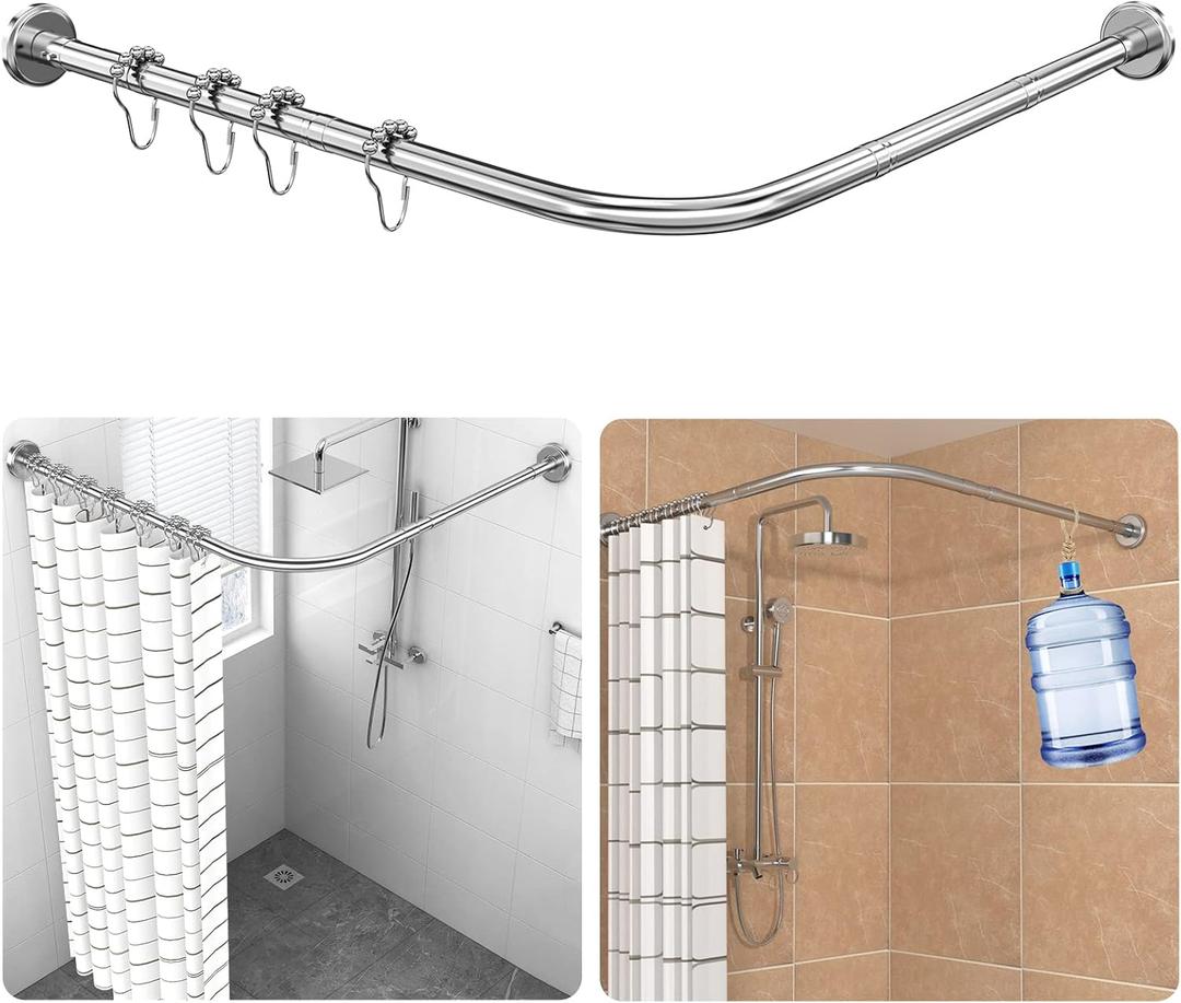 Strength Enemy Shower Curtain Rod Sus304 Stainless Steel Excellent Loadability Telescoping