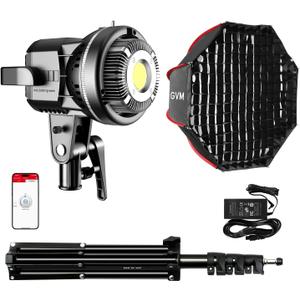GVM 80W Video Light, Studio Lights for Photography, Softbox Lighting Kit with Bowens Mount, CRI97+ 5600K Colour Temperature , 22in Softbox, Tripod Stand, YouTube, Video, Wedding