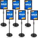 Sign Holder Stand - 8.5 11 inch Standing Display Sign Stand, Adjustable Poster Sign Holder Heavy Duty Pedestal Floor Sign Stand, Snap Open Frame for Vertical & Horizontal View, Black (Black, 8.5x11 6-Pack)