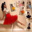 Women's 50s Vintage Petticoat Half Slip Tutu Underskirt 25.59" Crinoline Rockabilly (Black, L)
