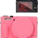 Case for Canon G7X Mark III Camera, Soft Silicone Protective Case, Slim Fit Sleeve with Removable Lens Cover and Screen Protector Accessories, Lightweight, Anti-Scratch (Rose Red)
