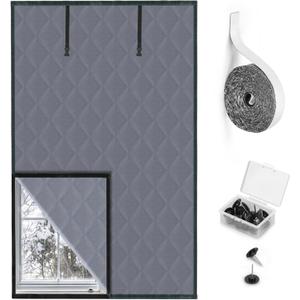Thermal Window Cover for Winter Insulated Window Cover with 3 Layer Design 63" x 39" Oxford Thermal Insulated Window Blanket Gray Window Insulation Kit for Winter Keeping Warm