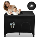 Pack N Play Blackout Cover, Hiaksedt Crib Canopy Cover for Pack and Play, Breathable Blackout Tent for Travel Crib, Portable Stretchy Netting Cover for Indoor Outdoor Travel Playard