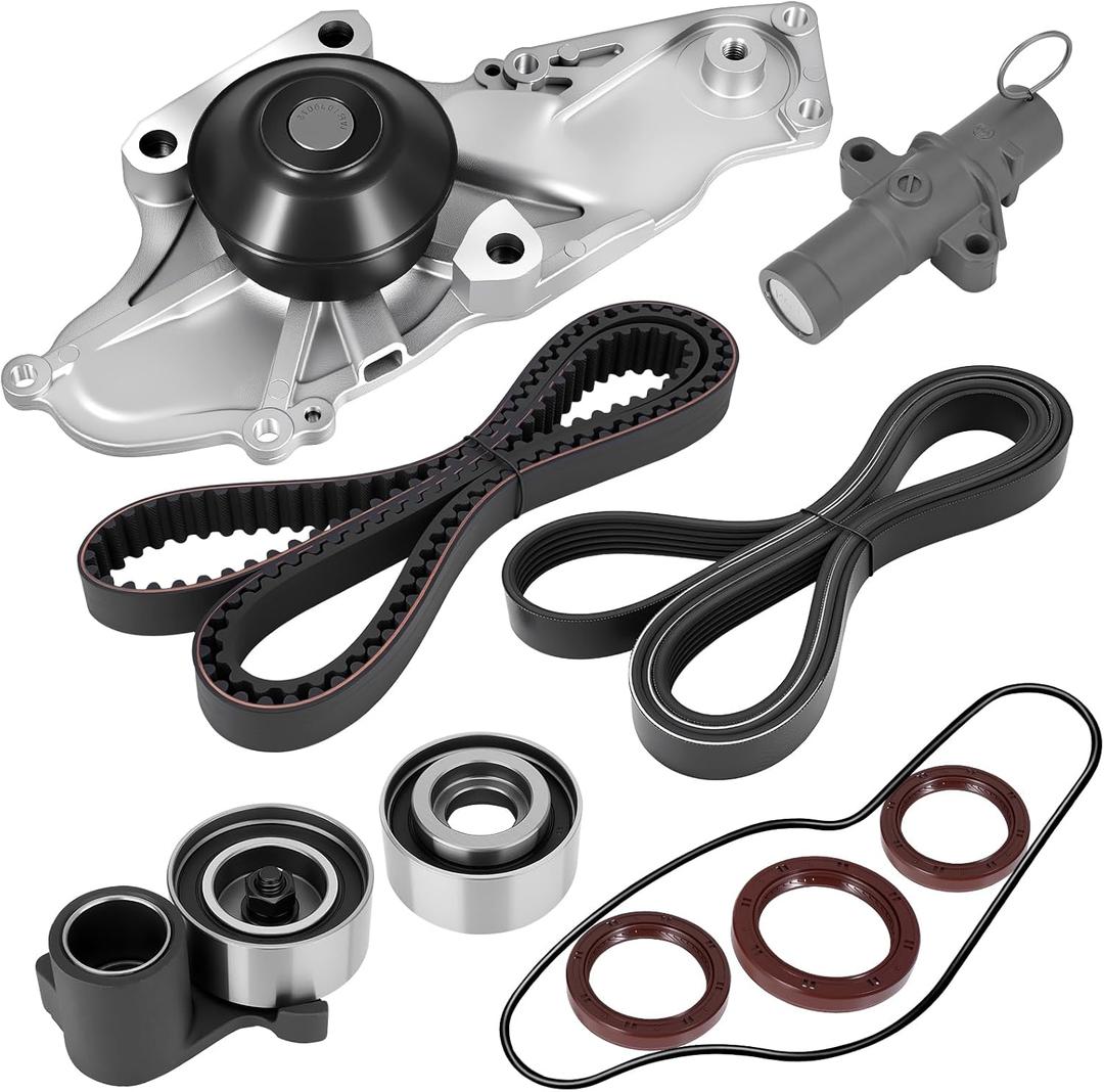 TKH-002 Engine Timing Belt Kit with Water Pump Compatible with 2003-2018 Honda Accord Crosstour Pilot Odyssey Ridgeline Acura MDX RDX RL TL TSX ZDX Saturn Vue 3.0L 3.2L 3.5L 3.7L V6 Replaces# TCKWP329